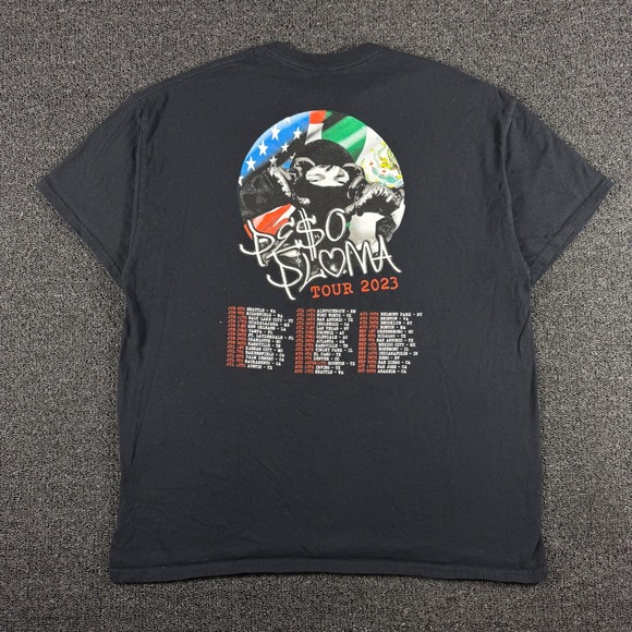 Peso Pluma Tour 2023 Black Graphic T-Shirt Mens XL Corridos Tumbados Concert Tee - Picture 2 of 4